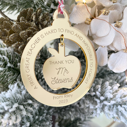 Floating Teacher Apple Ornament