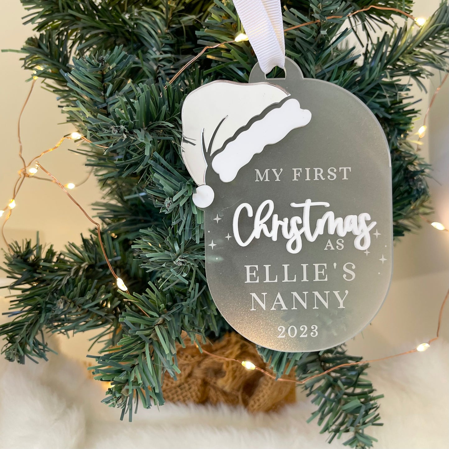 Santa Hat  - Grandparents First Christmas Ornament