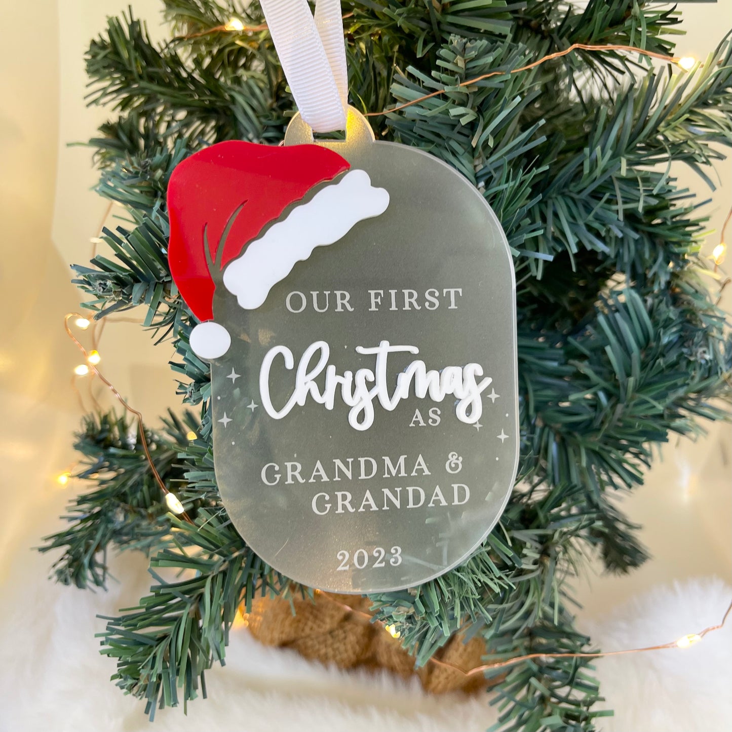 Santa Hat  - Grandparents First Christmas Ornament