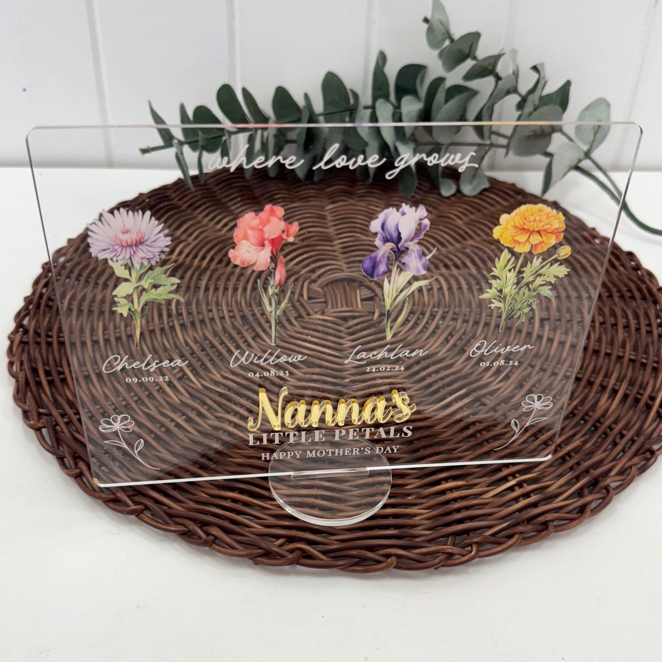 Personalised Birth Flower plaque