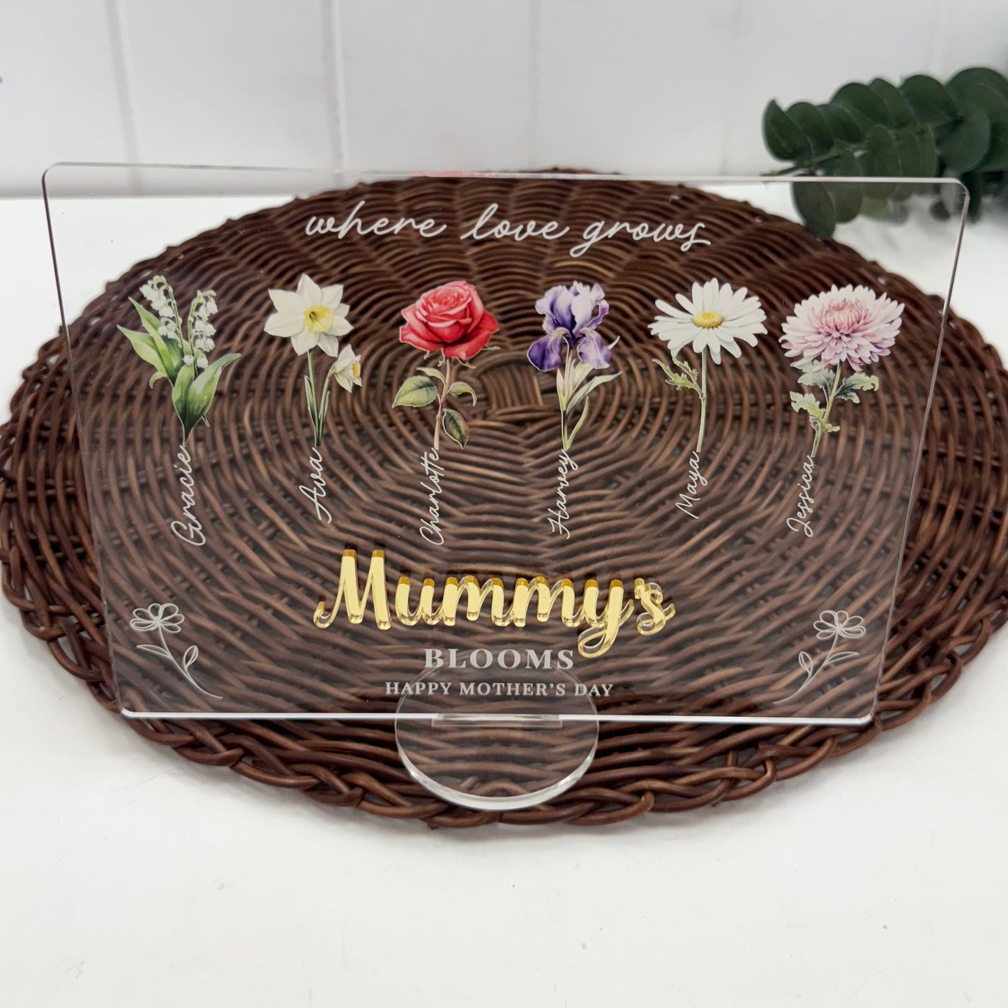 Personalised Birth Flower plaque