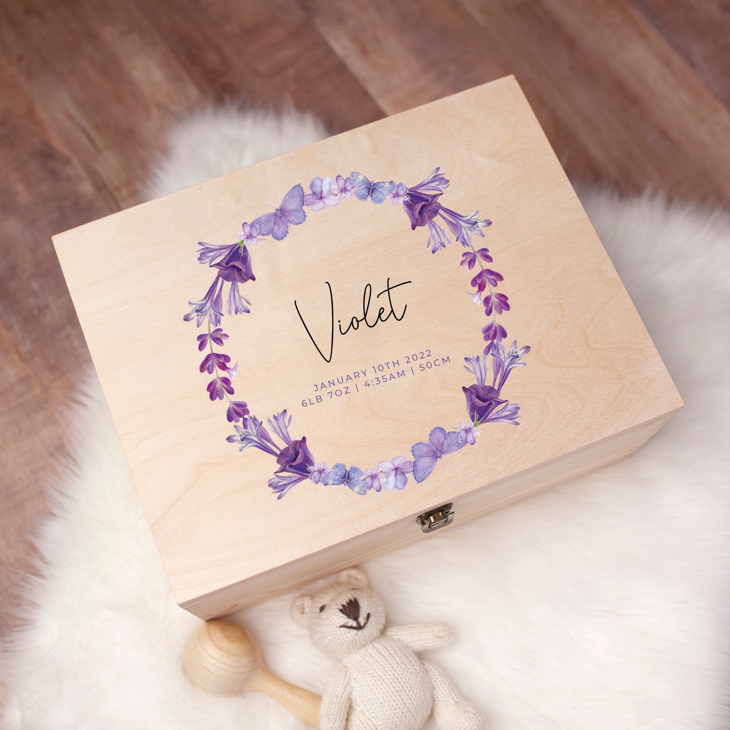 Printed Memory Box- Purple Wreath