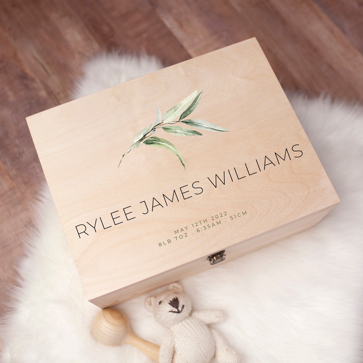 Printed Memory Box- Green Leaf 2