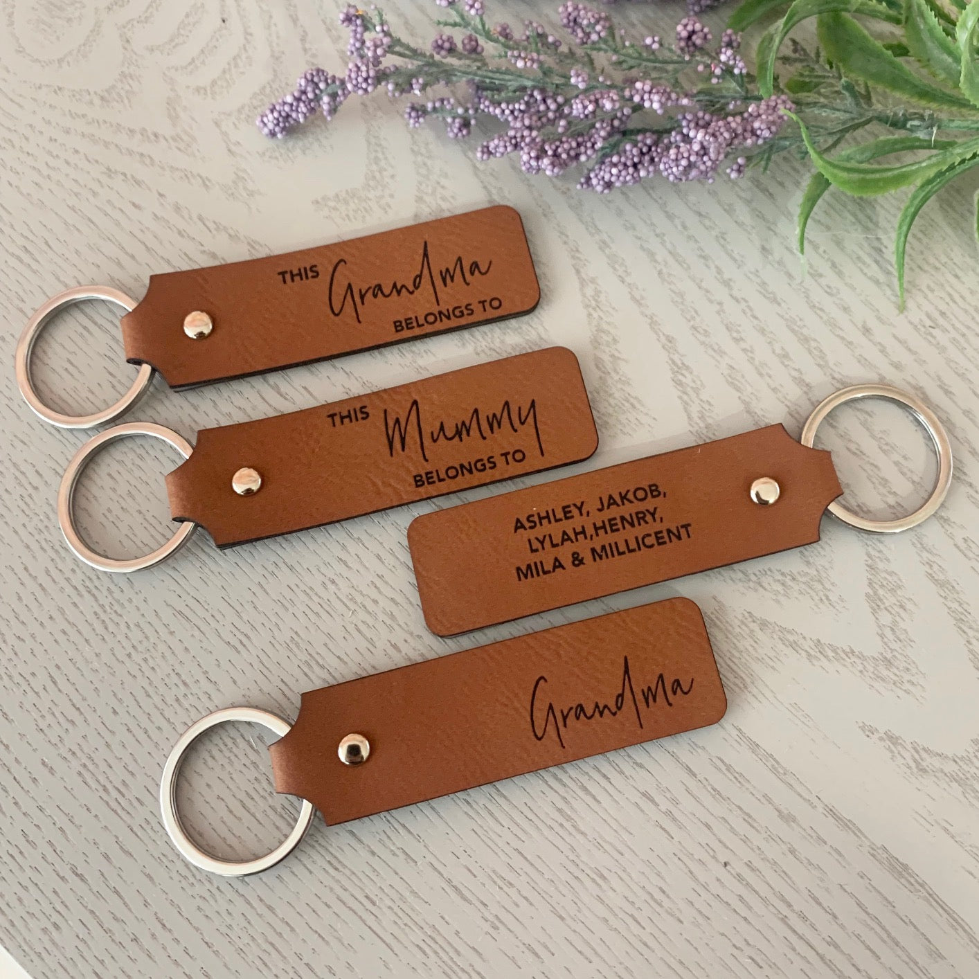 Leatherette Keyring - Double Sided