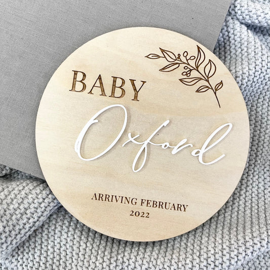 Baby Announcement Plaque - Round