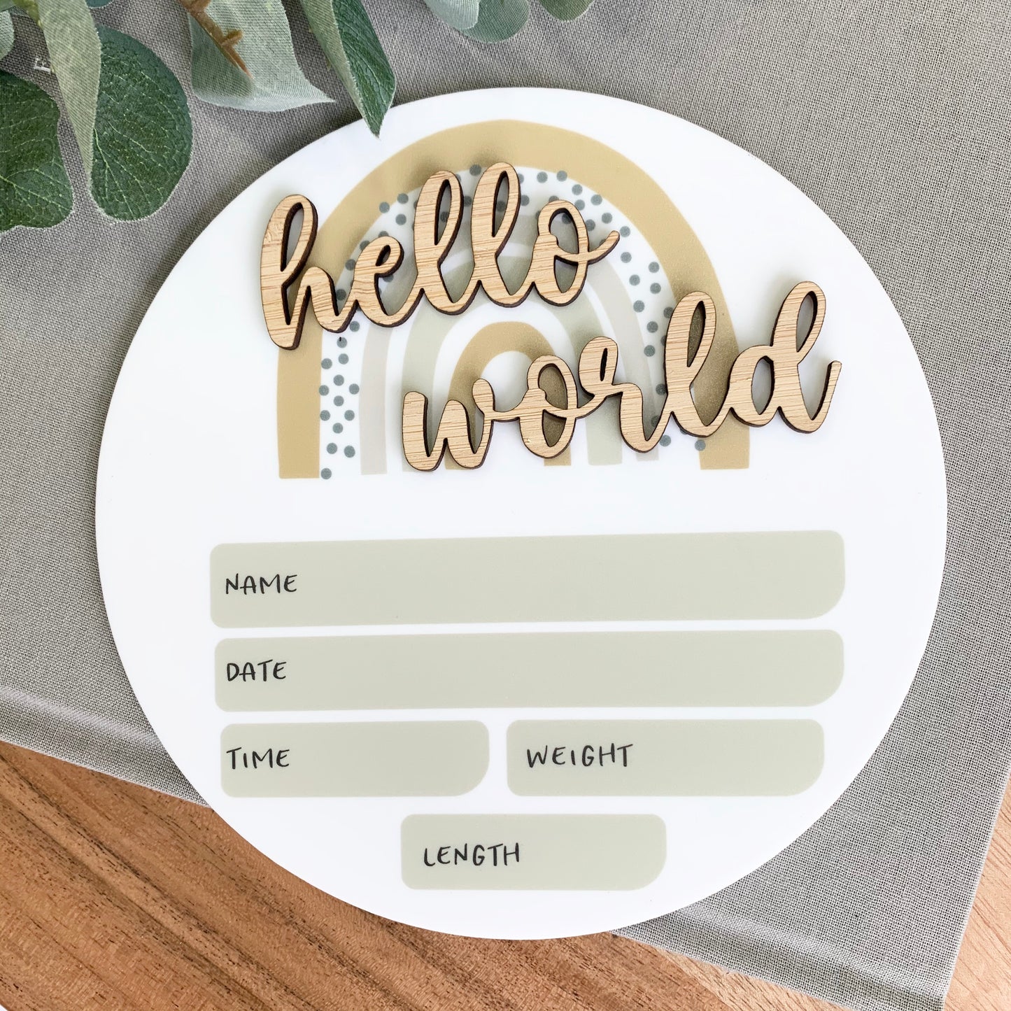 Neutral Rainbow Birth Announcement Plaque
