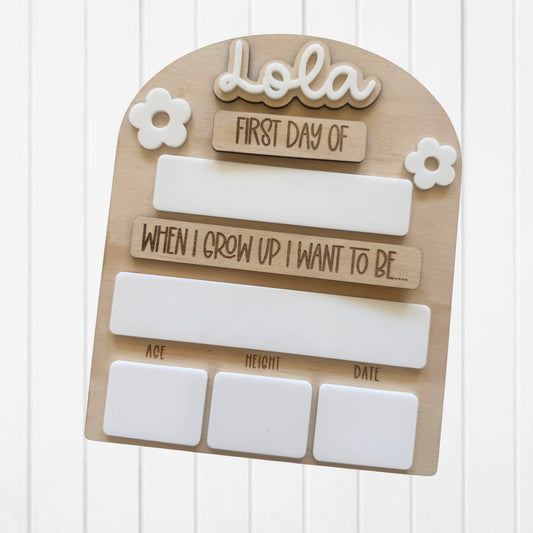 Arch Personalised First/Last Day Photo Board - Changeable Name