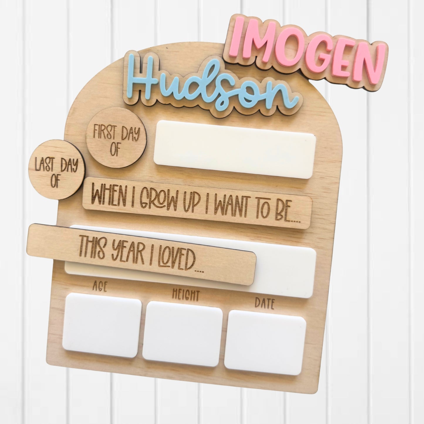 Arch First/Last Day Photo Board - Changeable Name