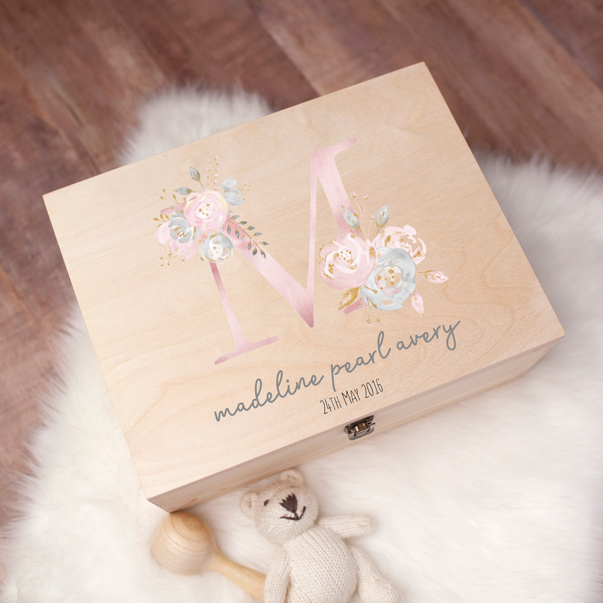 Memory Box Coloured Initial Pink- Printed Memory Box – Name It Custom Decor