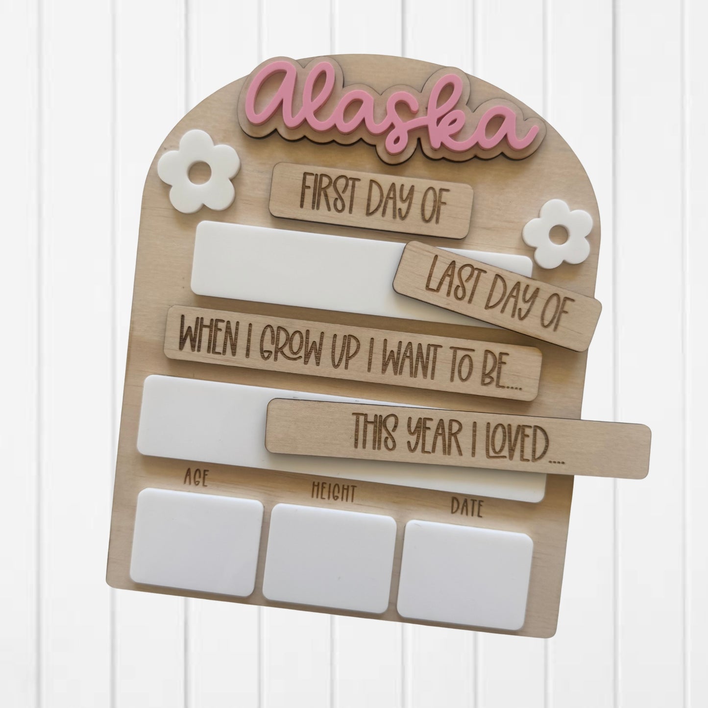 Arch Personalised First/Last Day Photo Board - Changeable Name