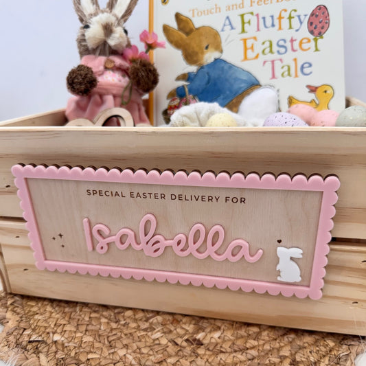 Personalised Easter Name Plaque -  Scalloped Edge