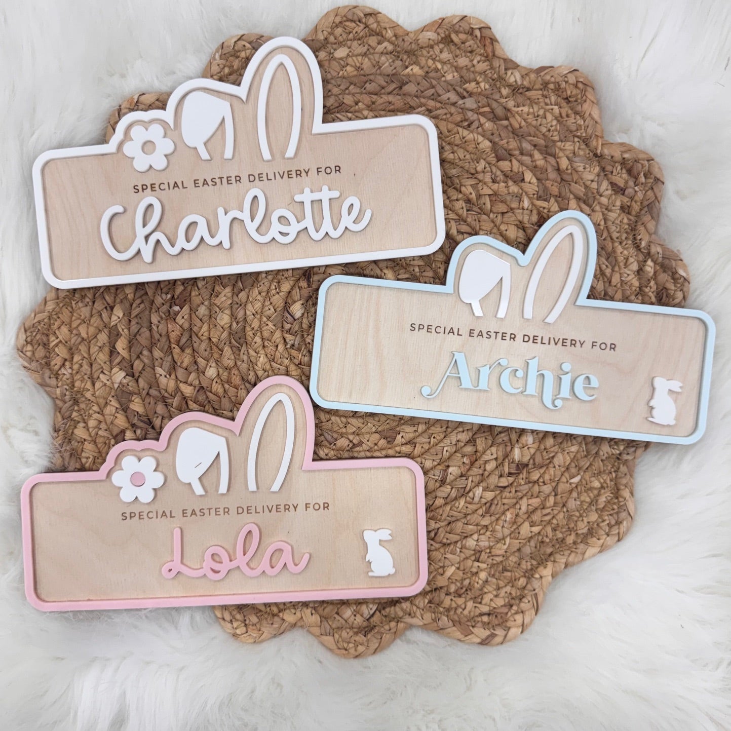 Personalised Easter Name Plaque -  Bunny Ears