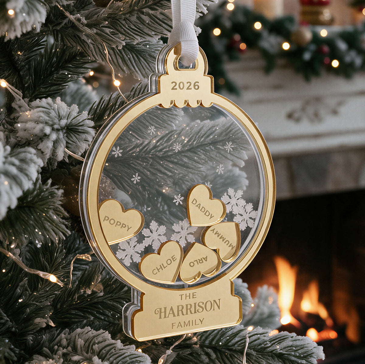 Luxe Family Snow Globe Shaker Ornament