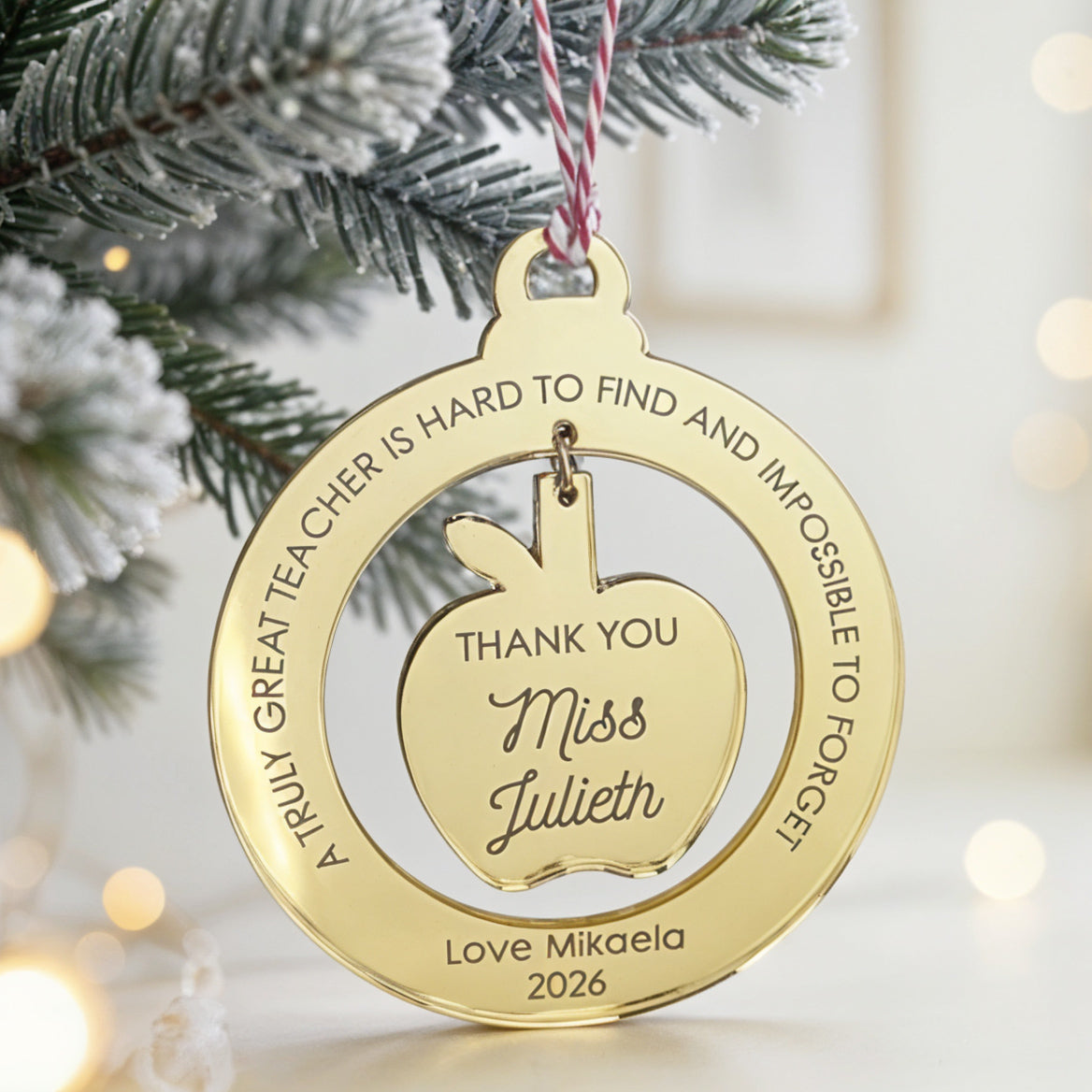 Floating Teacher Apple Ornament