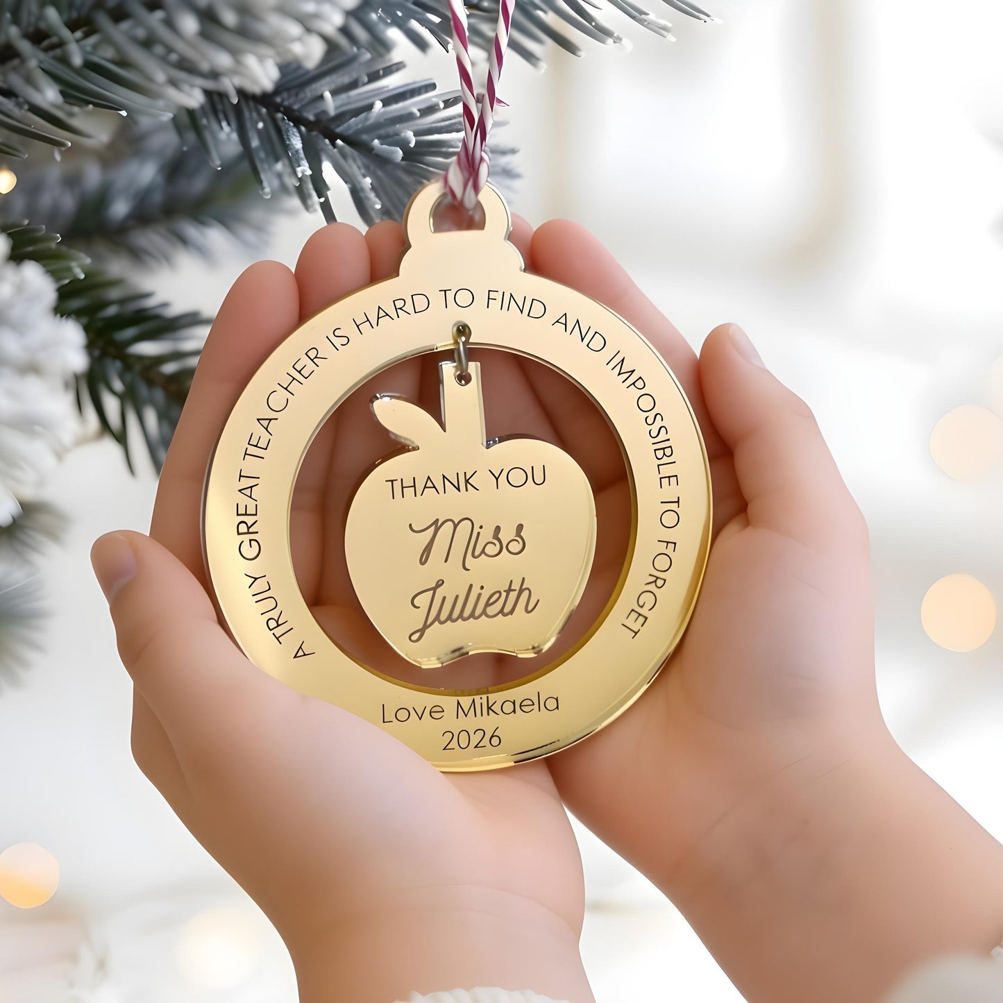 Floating Teacher Apple Ornament