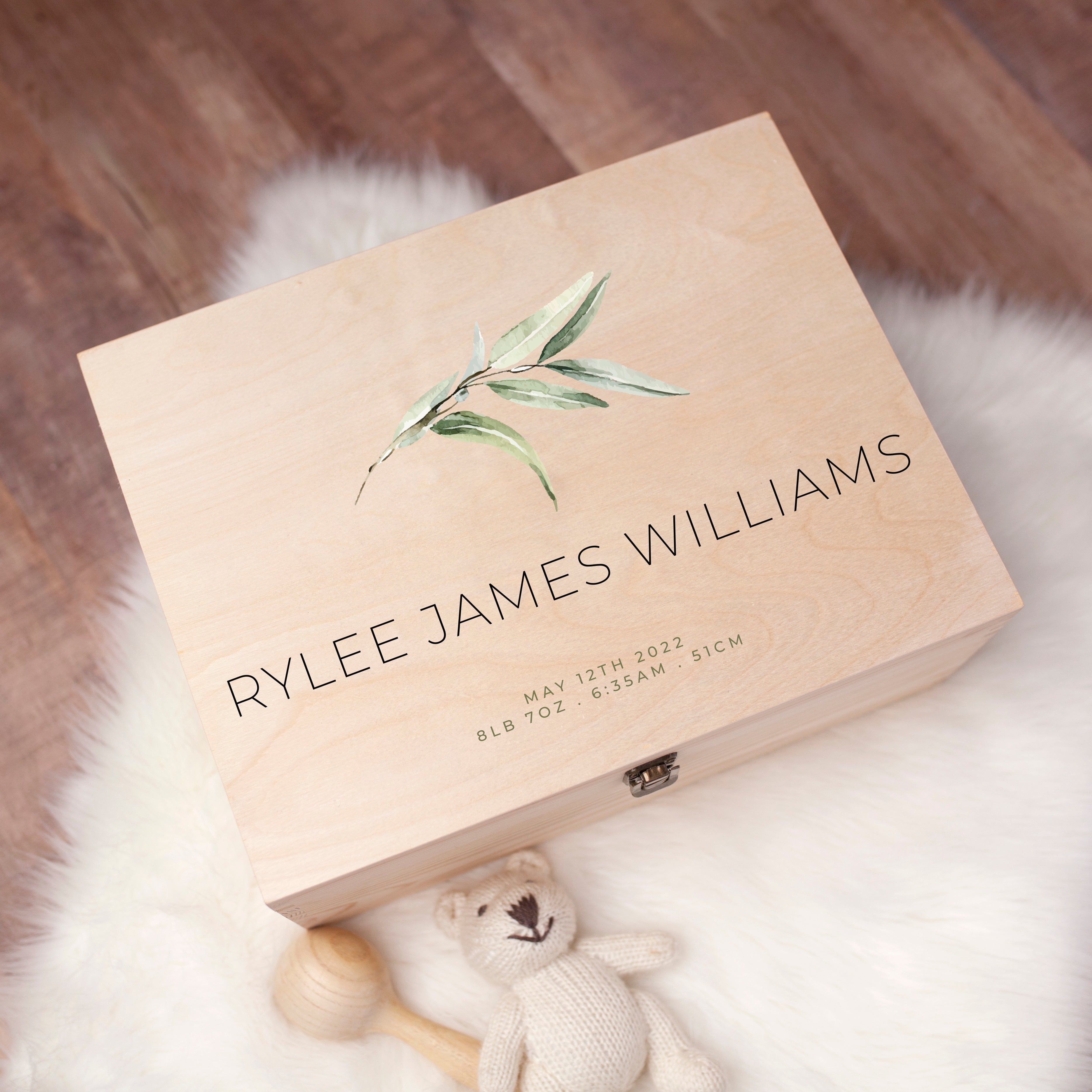 Printed Memory Box- Green Leaf 2 – Name It Custom Decor