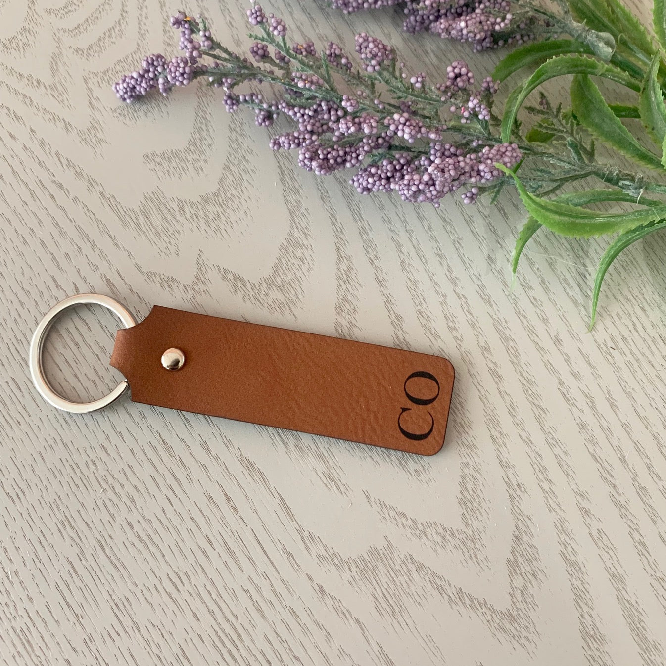 Leatherette Keyring - Single Sided