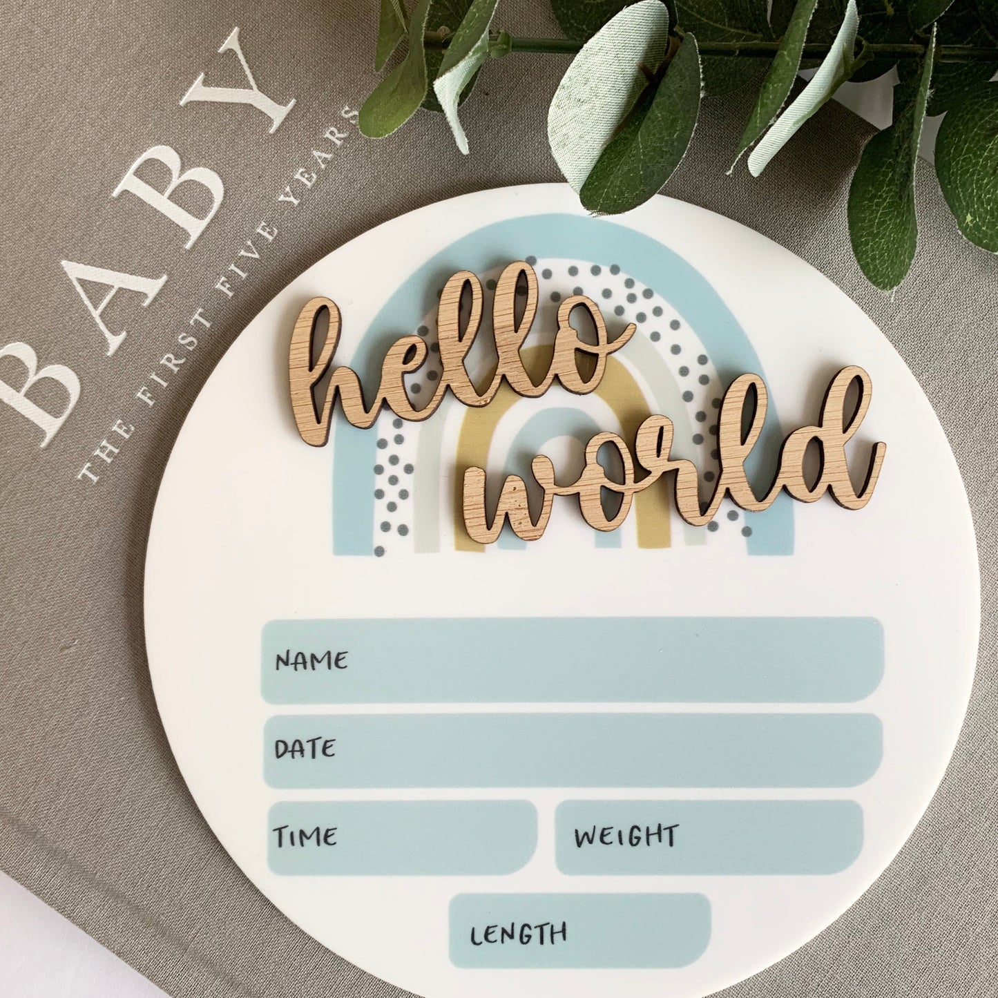 Blue Rainbow Birth Announcement Plaque