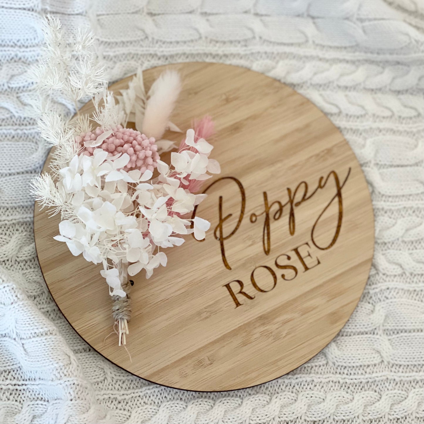 Everlasting Floral Name Plaque - Round