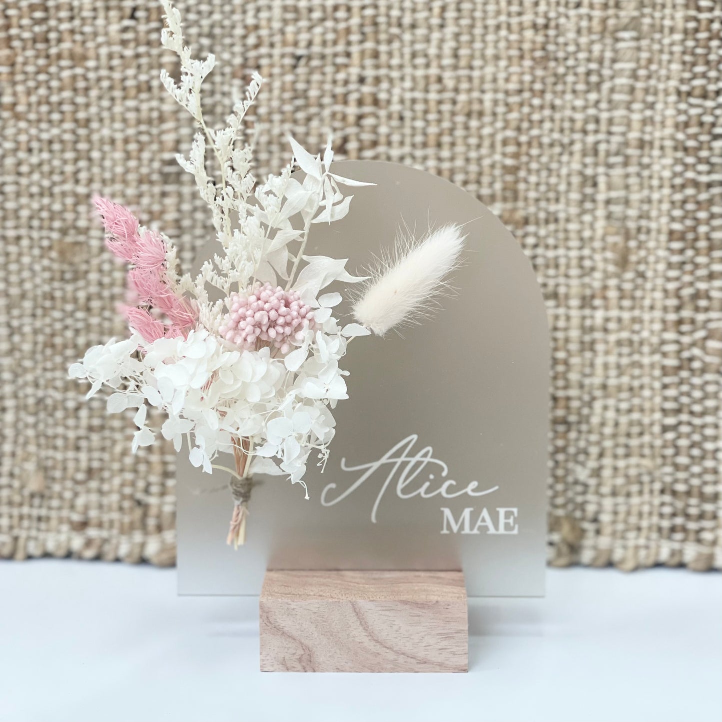 Acrylic Everlasting Floral Name Plaque