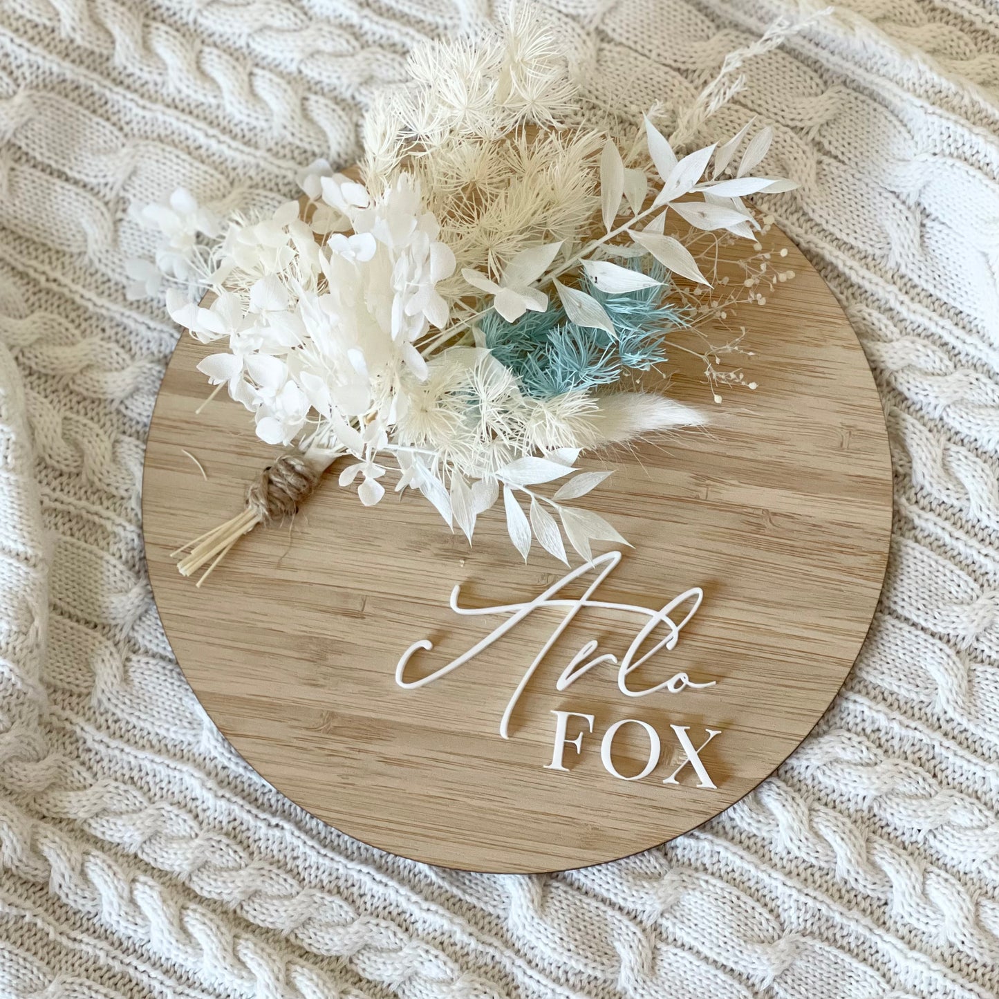 Everlasting Floral Name Plaque - Round